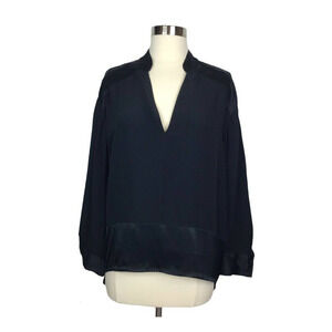 Swildens V-neck Hi-Lo Long Sleeve Blouse Top